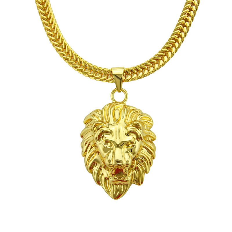 Wholesale Alloy Lion's Head Pendant Hip Hop Necklace