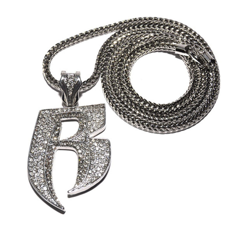 Wholesale Diamond Encrusted Hip Hop Letter Necklace Alloy