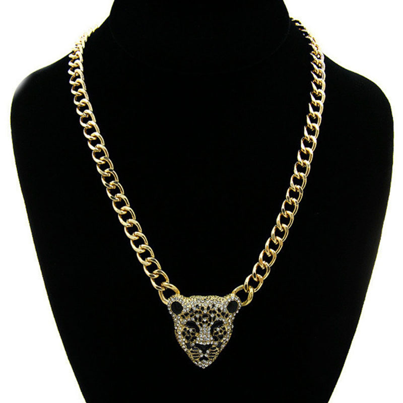 Wholesale Long Leopard Head Necklace Sweater Chain Alloy