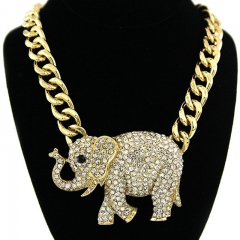 Wholesale Alloy Studded Elephant Necklace With Fashionable Collarbone Chain