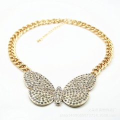 Wholesale High Quality Diamond Studded Collarbone Chain Butterfly Necklace