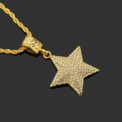 Personalised Hip Hop Three Dimensional Diamond Studded Pentagram Pendant Necklace Distributor