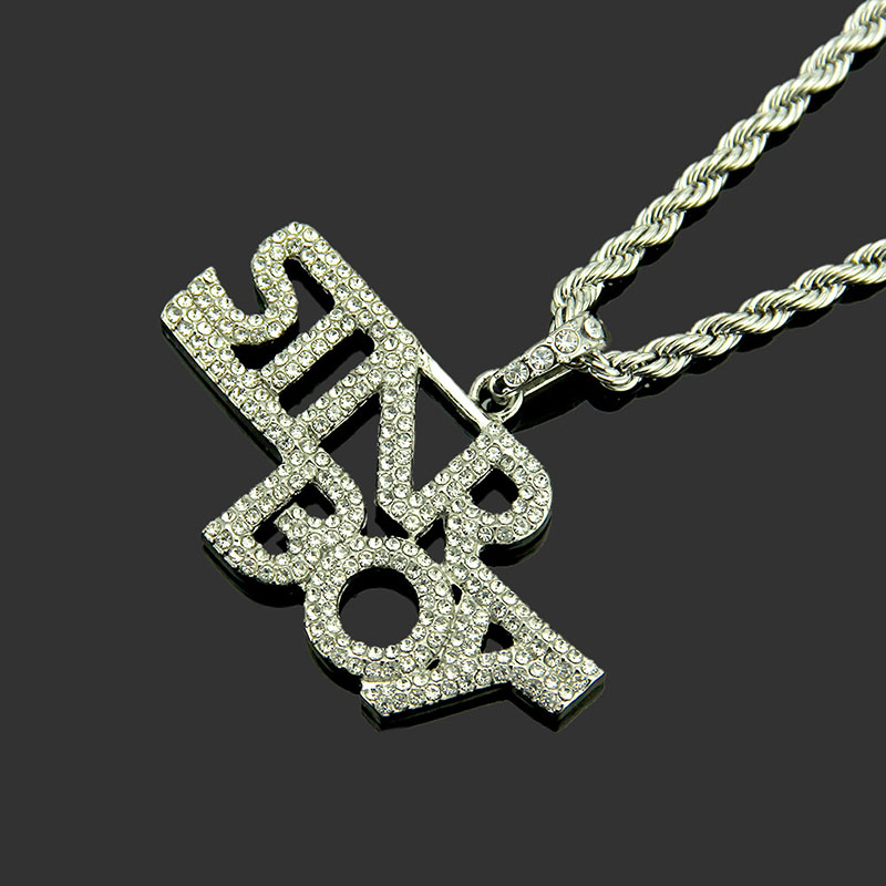 Punk Hip Hop Personalised Diamond Letter Pendant Necklace Distributor