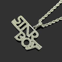Punk Hip Hop Personalised Diamond Letter Pendant Necklace Distributor