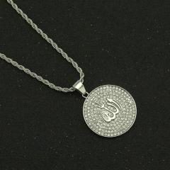 Punk Men's Diamond Encrusted Small Round Sign Three Dimensional Symbol Pendant Necklace Distributor