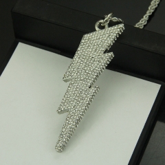 Wholesale Large Diamond Encrusted Lightning Bolt Pendant Necklace