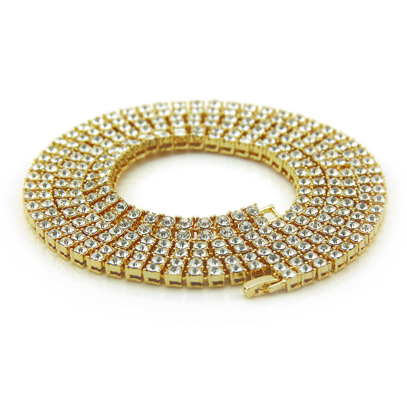 Wholesale Hip Hop Double Row Diamond Alloy Chain Full Of Diamonds Long Necklace