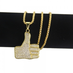 Wholesale Hip Hop Thumb Necklace With Full Diamond Pendant