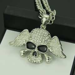 Wholesale Hip Hop Necklace With Angel Wings Skull Pendant