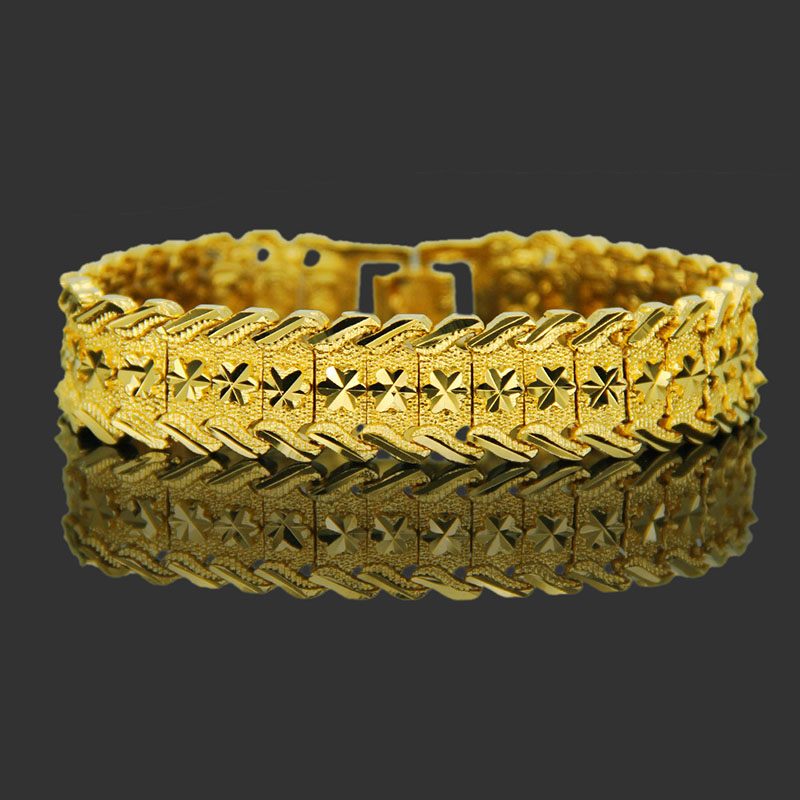 Wholesale Hip Hop Men's Full Diamond Watch Style Bracelet 18k Gold Plated