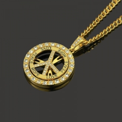 Wholesale Hip Hop Personalised Diamond Encrusted Monogram Necklace Turning Pendant