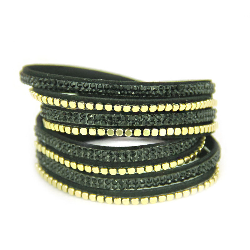 Wholesale Hand-woven Bracelet With Korean Velvet Stamping Diamonds