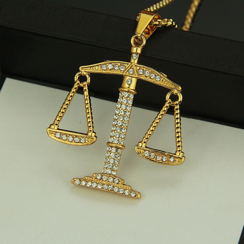 Wholesale Men's Diamond Set Balance Scale Pendant Necklace
