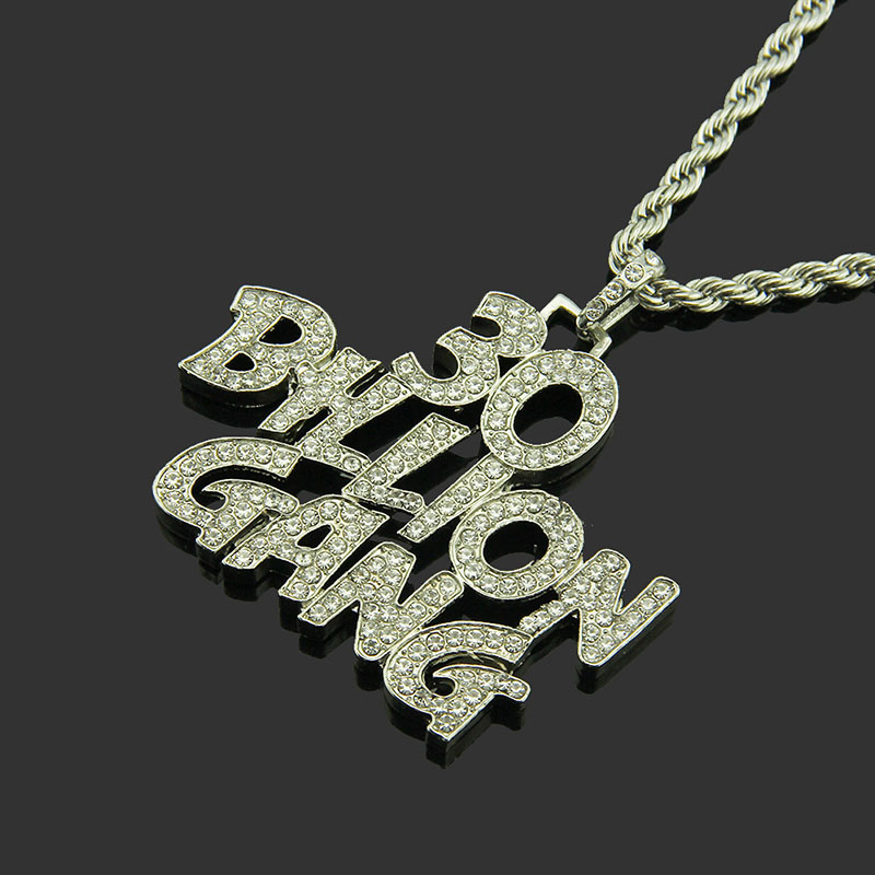 Men's Necklace With Letters In English With Diamonds Personalised Hip Hop Pendant Distributor