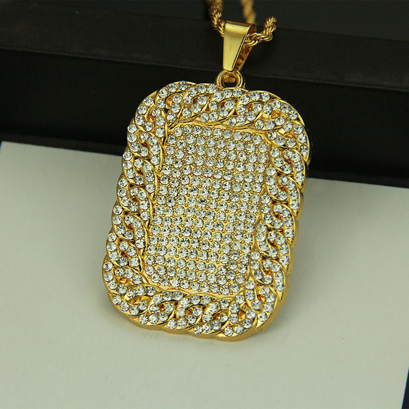 Wholesale Full Diamond Necklace Heavy Duty Military Pendant With Diamonds