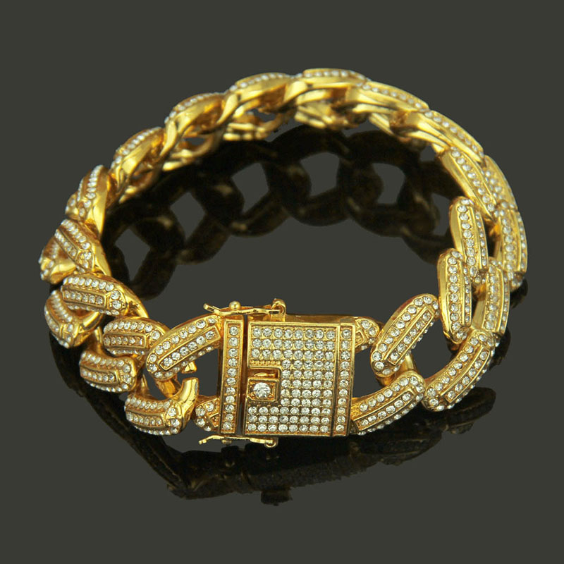 Wholesale Hip-hop  Diamond Encrusted Fashion Men's Bracelet