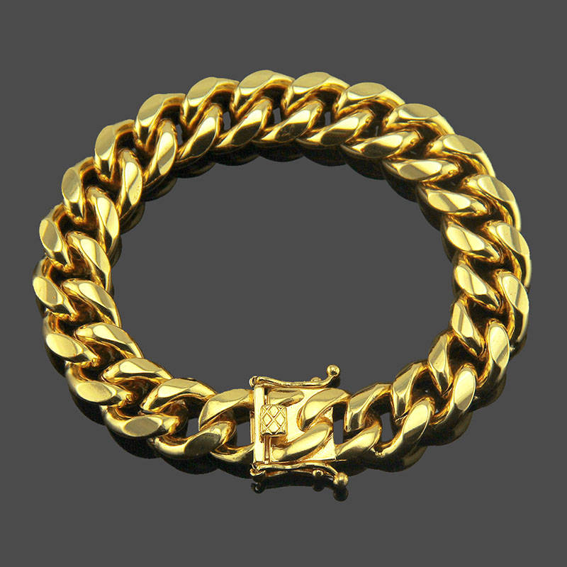 Wholesale Hip Hop Gold Plated Cuban Buckle Head Bracelet