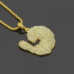 Wholesale Hip Hop Diamond Encrusted Shrimp Creative Pendant Necklace