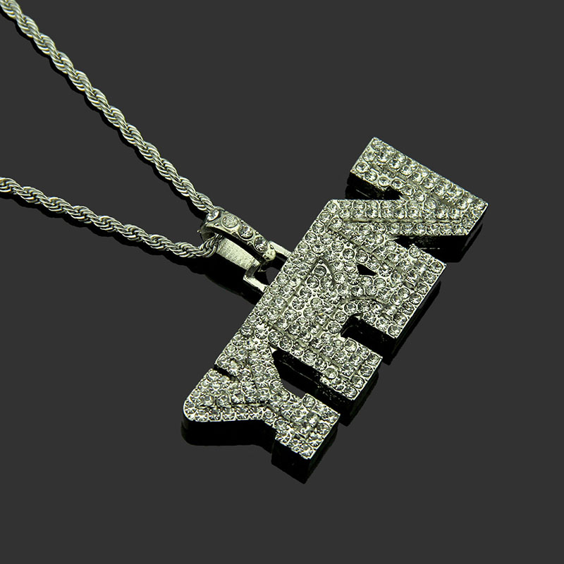 Hip Hop Necklace With Diamond Encrusted Alphabet Pendant Twist Necklace Distributor