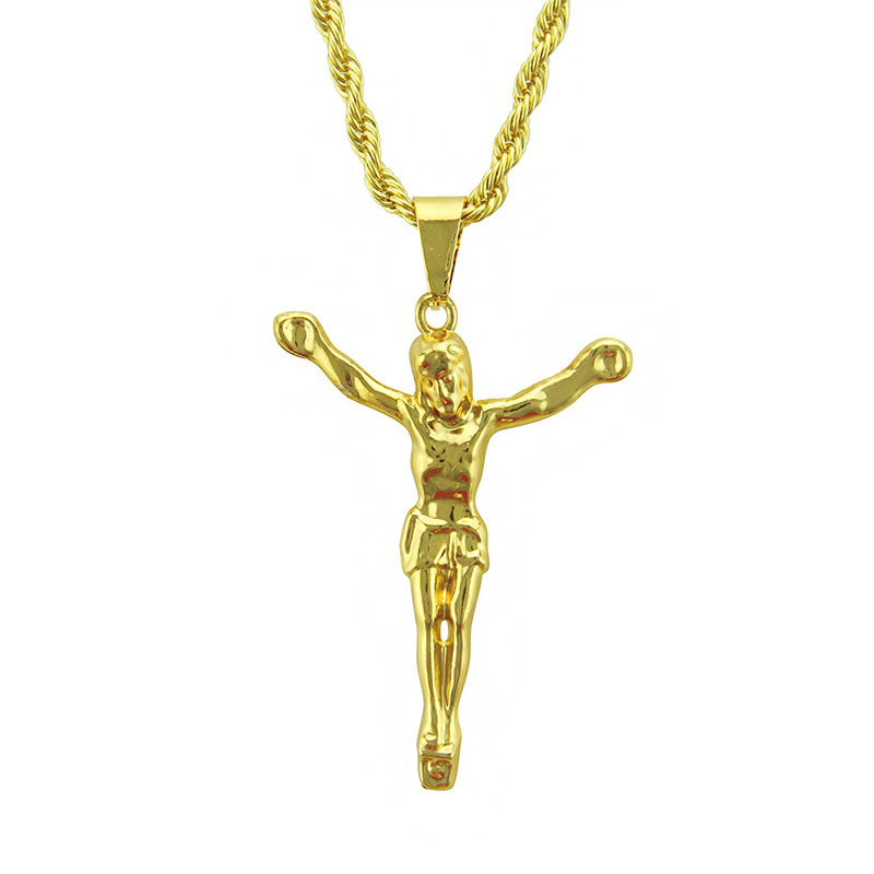Wholesale 14ct Gold Plated Alloy Cross Hip Hop Pendant Necklace