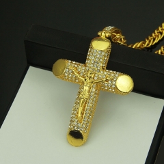 Wholesale Hip Hop Cross With Diamond Pendant Necklace