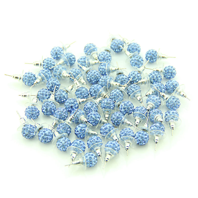 Wholesale Glittering Diamond Soft Ceramic Candy Coloured Spherical Stud Earrings 10mm