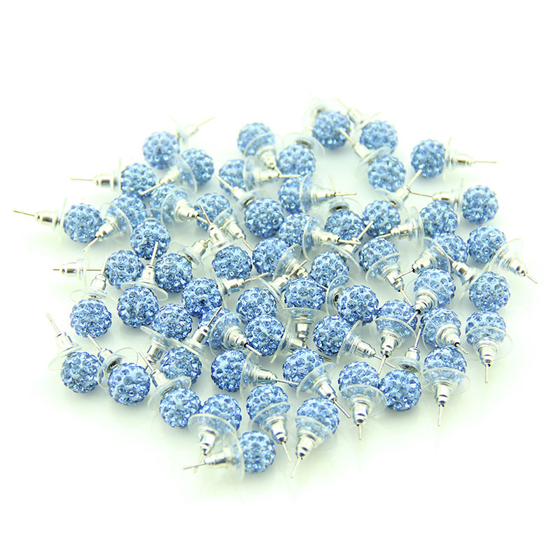 Wholesale Glittering Diamond Soft Ceramic Candy Coloured Spherical Stud Earrings 10mm