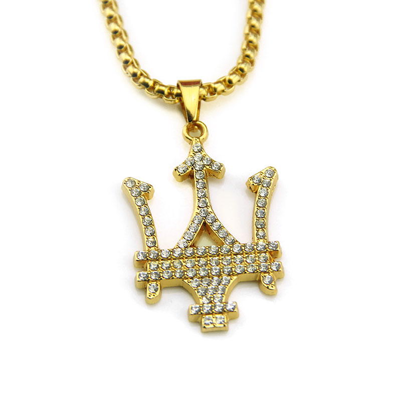 Wholesale Hip Hop Personalised Diamond Studded Symbol Pendant Necklace