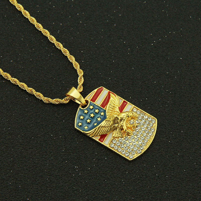 Hip Hop Diamond Set Eagle Dimensional Pendant Necklace Distributor