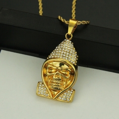 Wholesale Hip Hop With Diamond Portrait Pendant Fashion Long Necklace