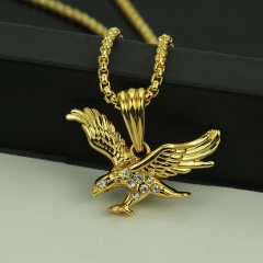 Wholesale Hip Hop Necklace With Diamond Set Eagle Alloy Pendant