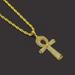 Wholesale Hip Hop Egyptian Ankh Key Cross Pendant Necklace