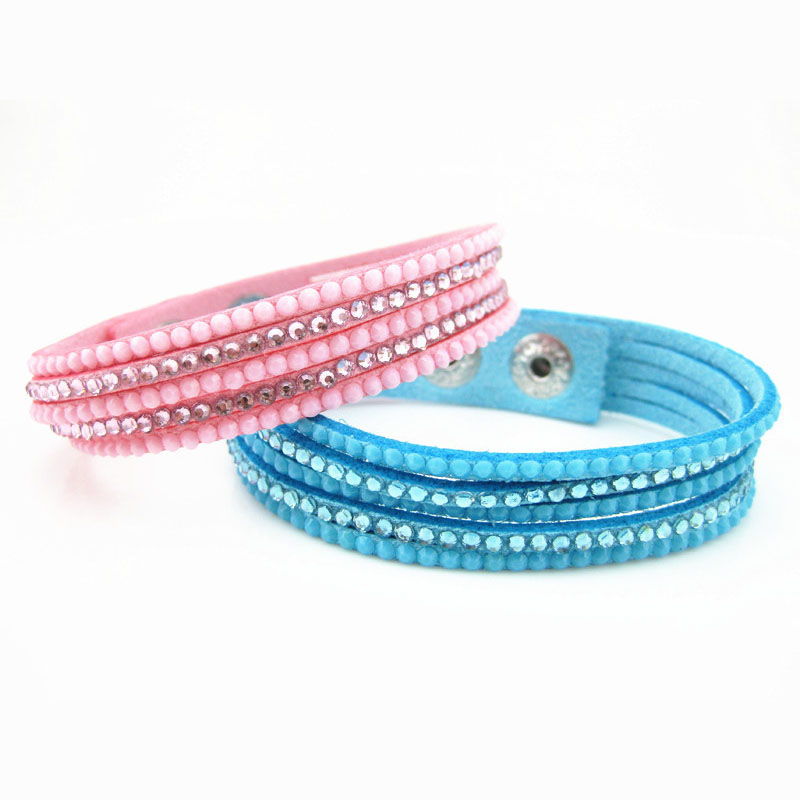 Korean Velvet Multi-layer Crystal  Stamping Diamond Wrap Bracelet Supplier