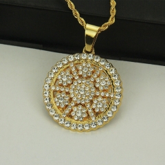 Wholesale Hip Hop With Diamond Sun Flower Pendant Necklace