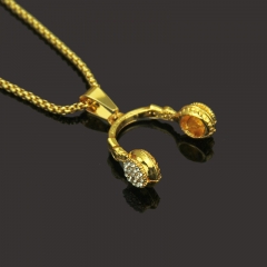 Wholesale Hip Hop Diamond Studded Earphones Pendant Necklace