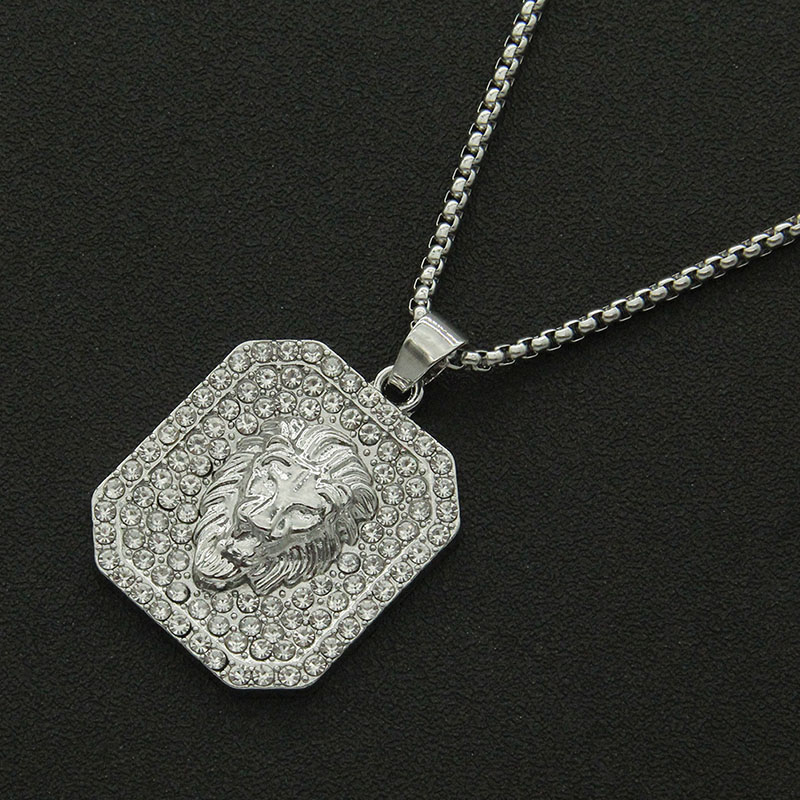 Hip Hop Necklace With Diamond Lion Head Tide Pendant Supplier