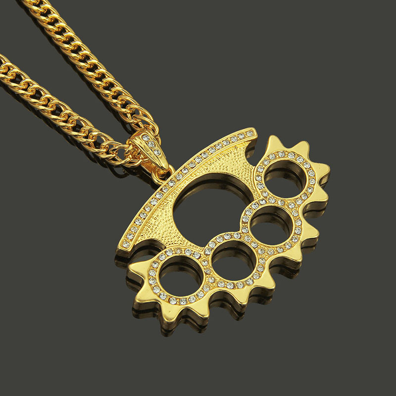 Alloy Dotted Diamond Necklace With Diamond Gear Hip Hop Supplier