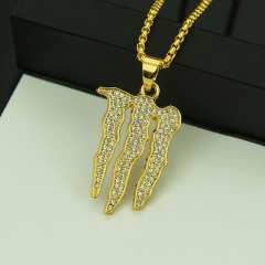 Wholesale Letter Symbol Hip Hop With Diamonds Long Pendant Necklace