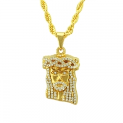 Wholesale Diamond Encrusted Three Dimensional Human Head Pendant Pendant