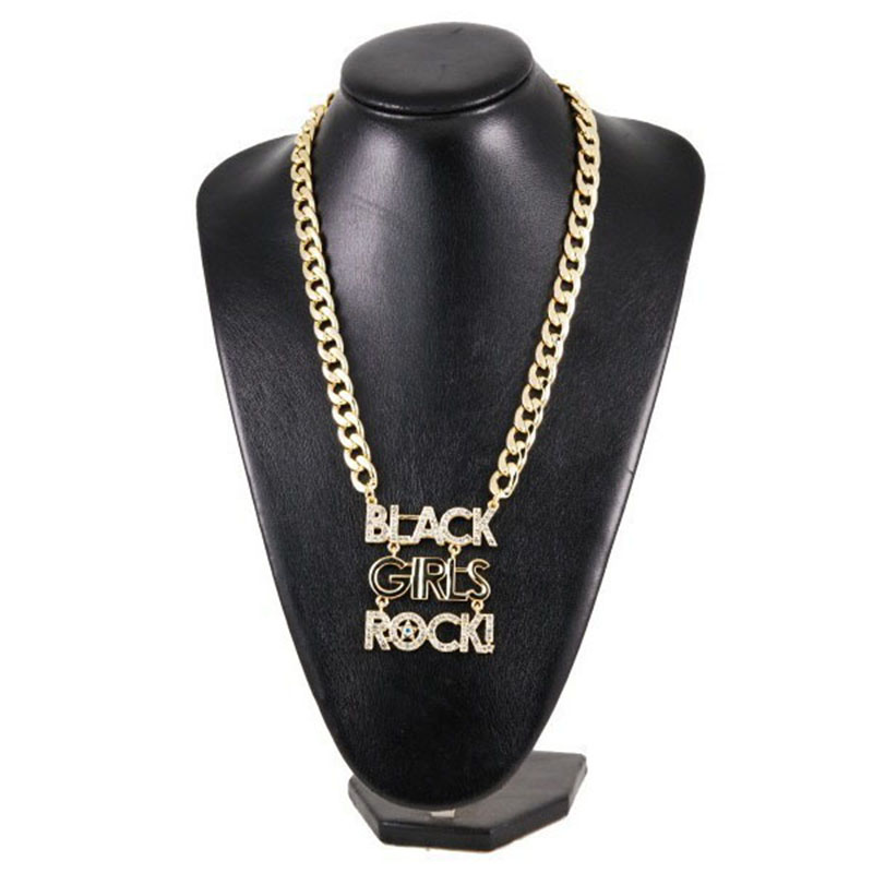 Rocking Letters Thick Chain Rose Gold Pendant Clutch Chain Supplier