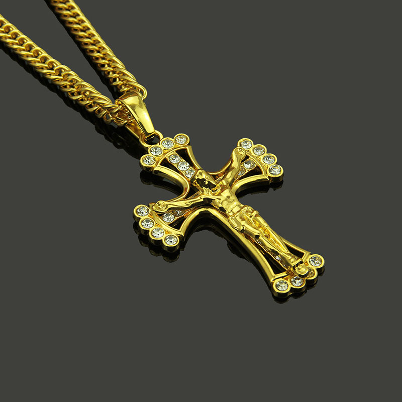 Alloy Cross Hip Hop Pendant Necklace With Diamonds Supplier