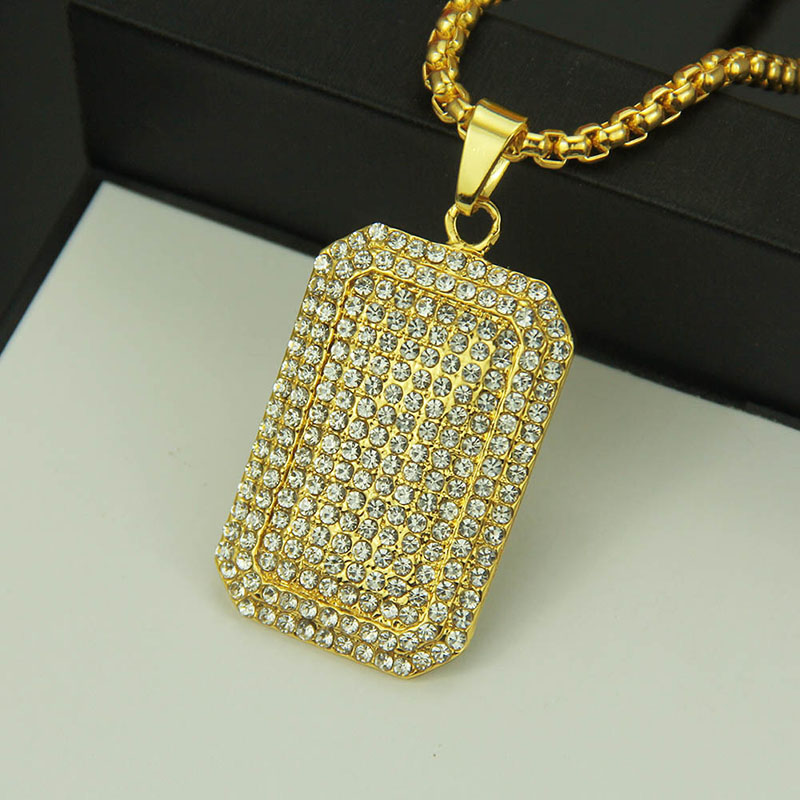 Wholesale Hip Hop Diamond Studded Necklace Fashionable Personalised Military Pendant