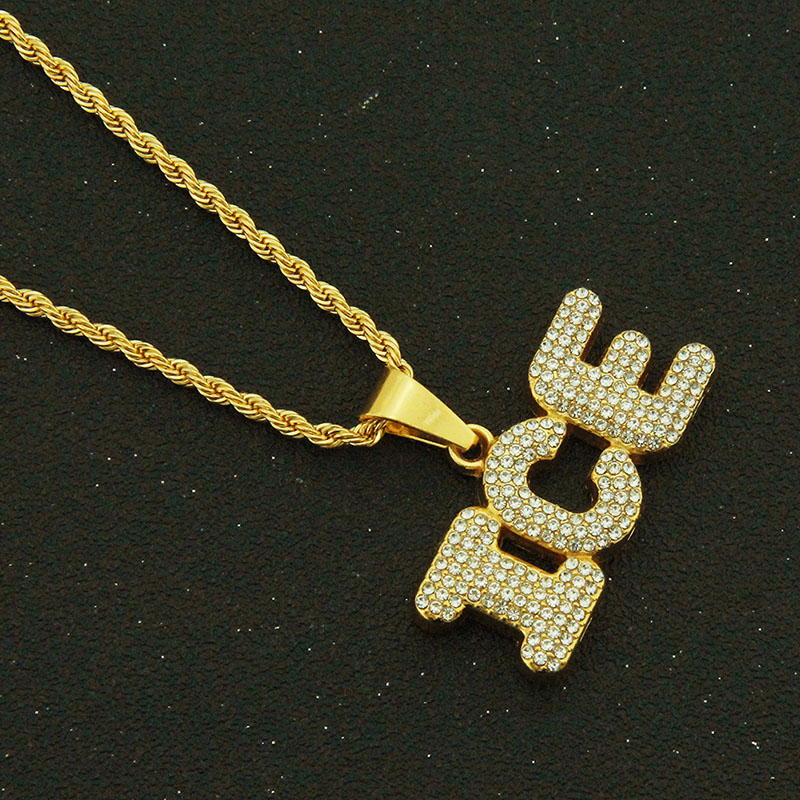 Hip Hop Diamond Encrusted Inch Alphabet Pendant Necklace Distributor
