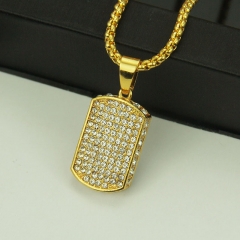 Wholesale Small Hip Hop Pendant Necklace With Gold Three Dimensional Military Sign