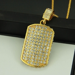 Wholesale Hip Hop Full Diamond Military Pendant Necklace