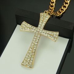 Wholesale Hip Hop Full Diamond Cross Necklace With Diamond Pendant