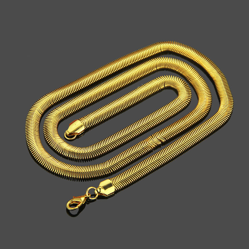 Wholesale Hip Hop Flat Snake Bone Chain Brass Chain Long Clavicle Blade Big Gold Chain