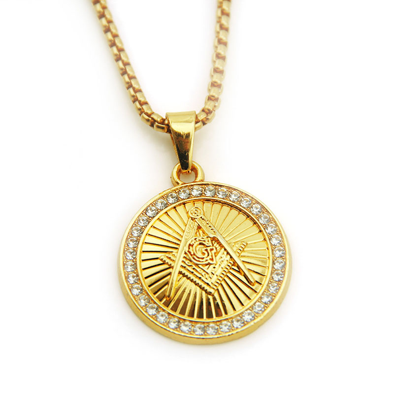 Wholesale Unisex Gold Plated Hip Hop Necklace With Diamond Set Letter Circle Diamonds