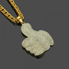 Wholesale Full Diamond Thumb Pendant Necklace
