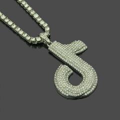 Wholesale Hip Hop Note Pendant Necklace With Diamonds